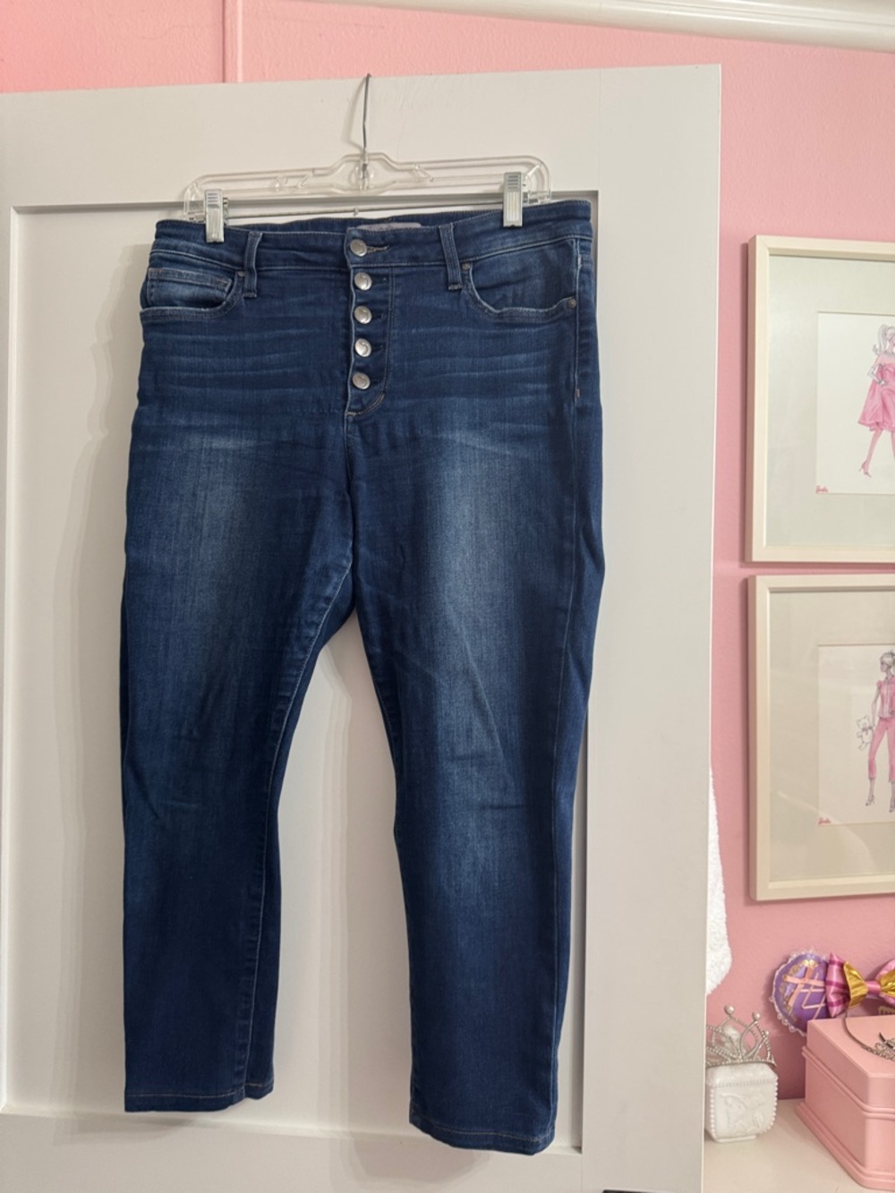 Joe's Jeans Dark Blue High-Rise Button-Fly Cropped Jeans